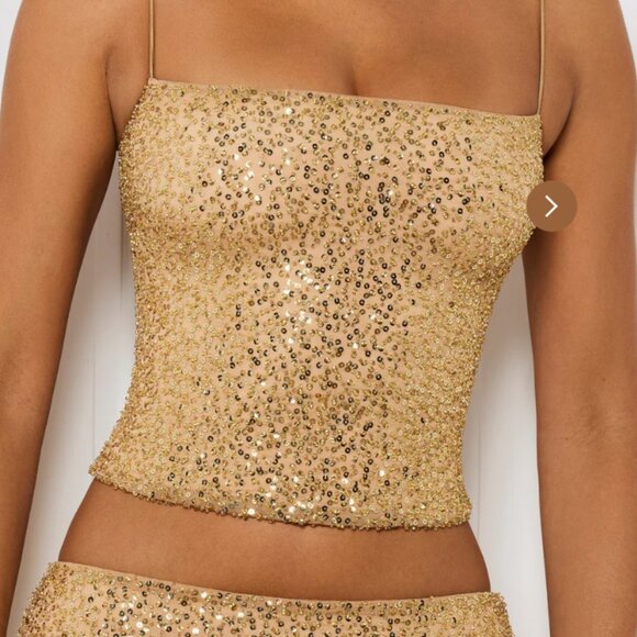 Oh Polly "Meissa" Embellished Sequin Bustier Top – Gold – Size 8 – NWT ✨ - Picture 11 of 12